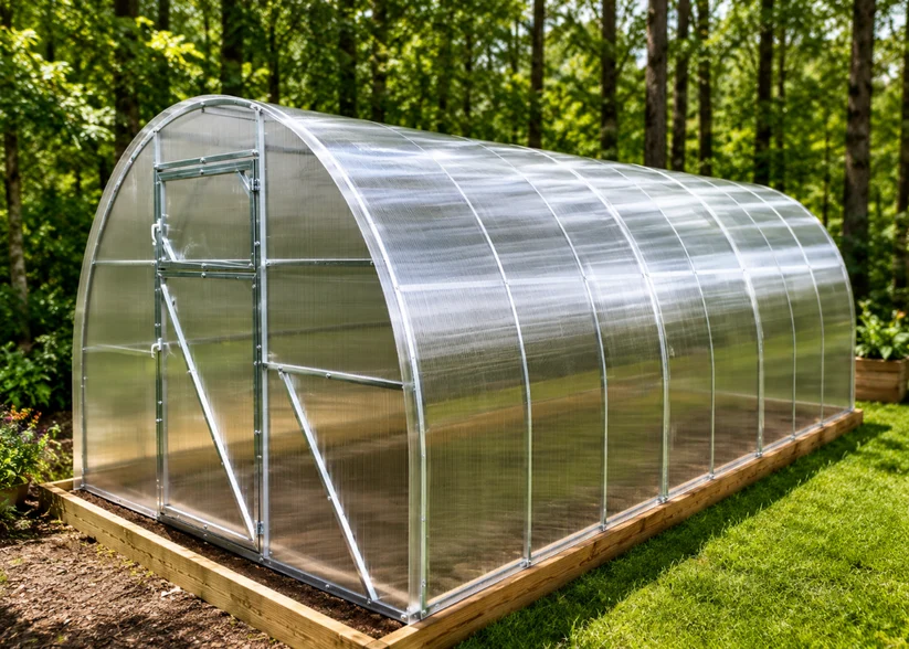 Camellia Reinforced 10x13 polycarbonate greenhouse with galvanized steel frame